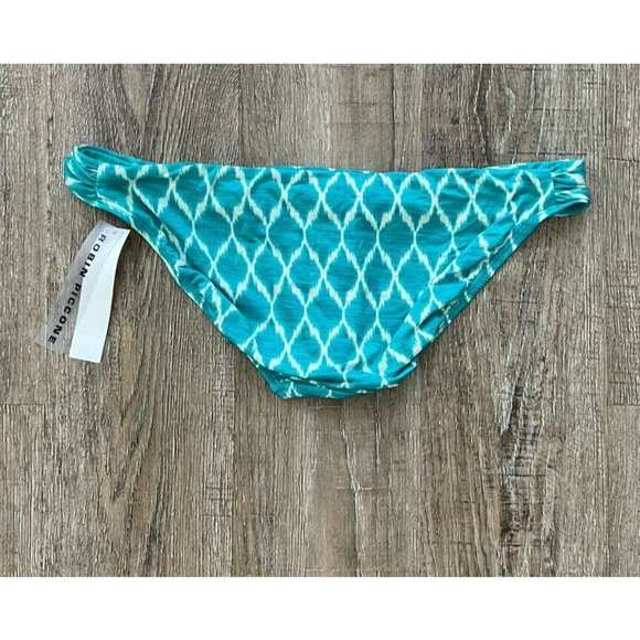 Robin Piccone Womens Print Bikini Swimsuit Bottom Oasis Green White Sz Large - Picture 2 of 2